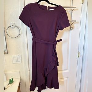 Purple Calvin Klein work dress with ruffles